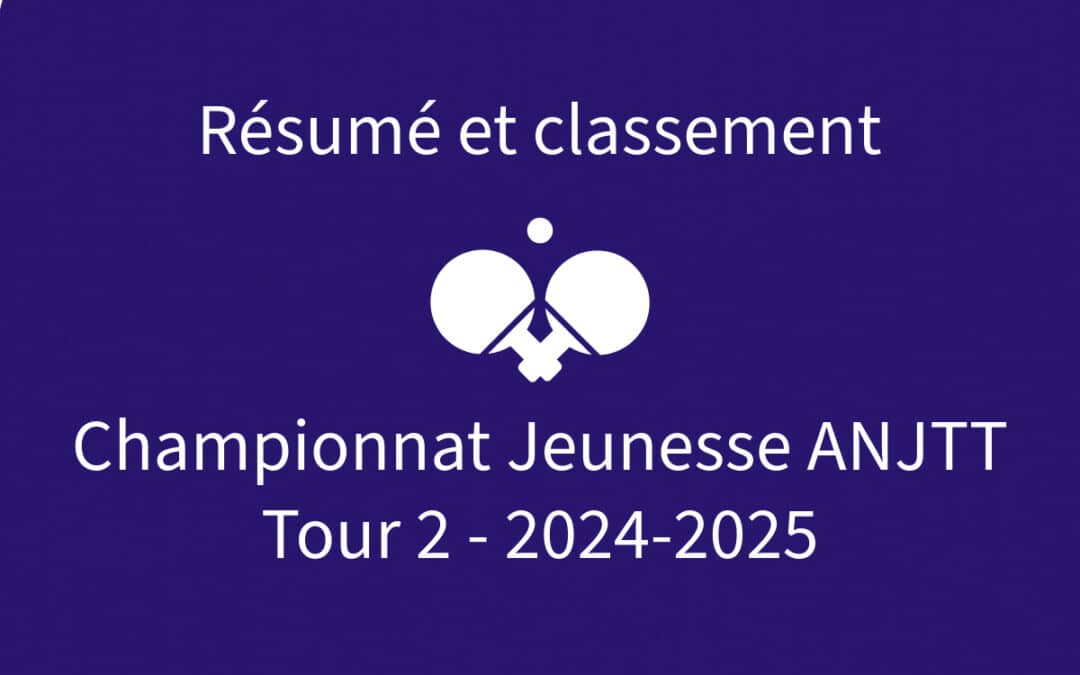 Résumé et classement – Championnat Jeunesse ANJTT 2024-2025 : Tour 2